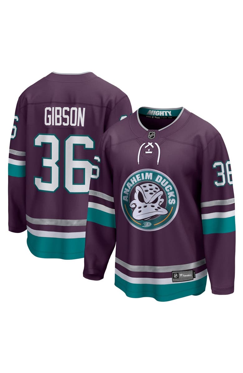 FANATICS Men's Fanatics Branded John Gibson Purple Anaheim Ducks 30th Anniversary Premier Breakaway Jersey, Alternate, color, 