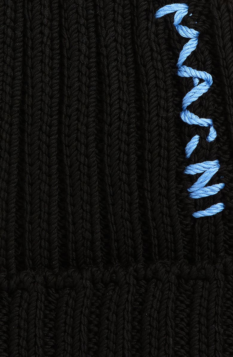 Marni Logo Embroidered Cotton Beanie, Alternate, color, 
