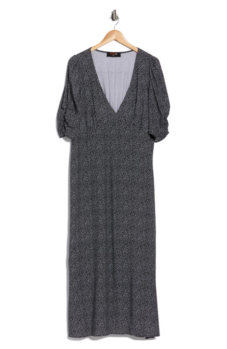 Renee C Dot Print Short Sleeve Maxi Dress, Alternate, color, Black