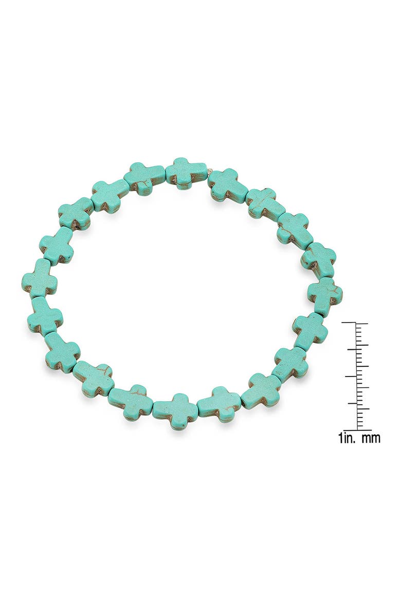 Genuine Turquoise Cross Stretch Bracelet, Alternate, color, TURQUOISE