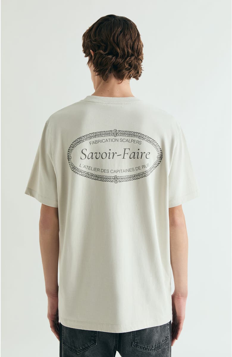 Scalpers Contrasting Embroidered T-Shirt Relaxed, Alternate, color, Beige