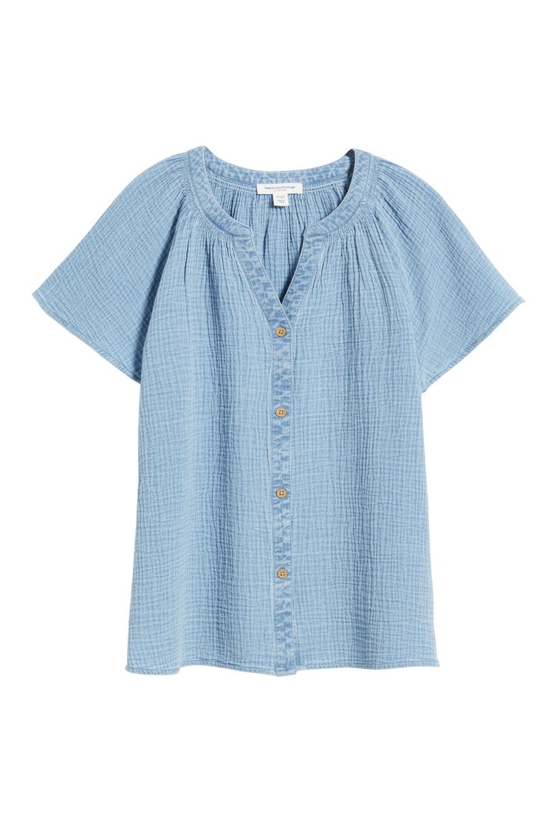 Lark Cotton Gauze Button-Up Shirt, Alternate, color, BLUE ACID WASH