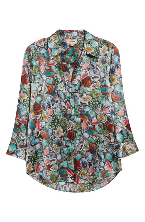 L Agence L'agence Dani Mixed Ring Print Silk Button-up Shirt