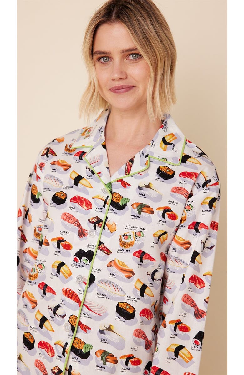 The Cat's Pajamas Poplin Pajama Set, Alternate, color, Sushi White