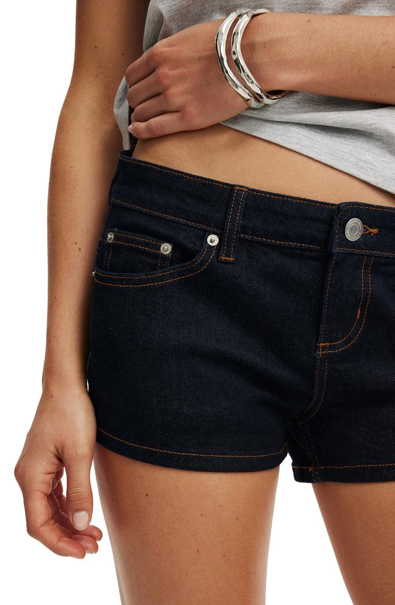 Cotton On Micro Low Rise Denim Shorts, Alternate, color, Aries Blue