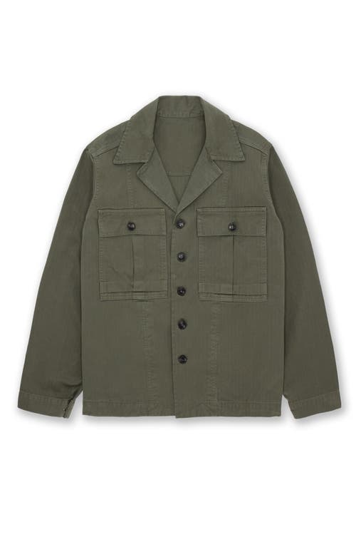 Fortela Solomon Herringbone Cotton Overshirt In Green