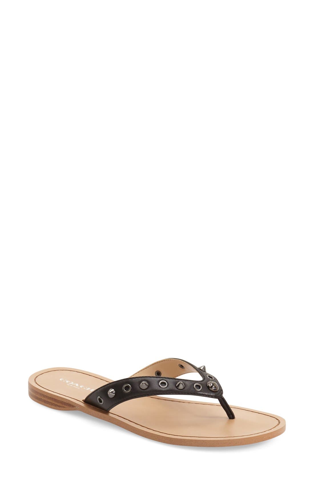 COACH 'Cottage' Studded Flip Flop, Main, color, 