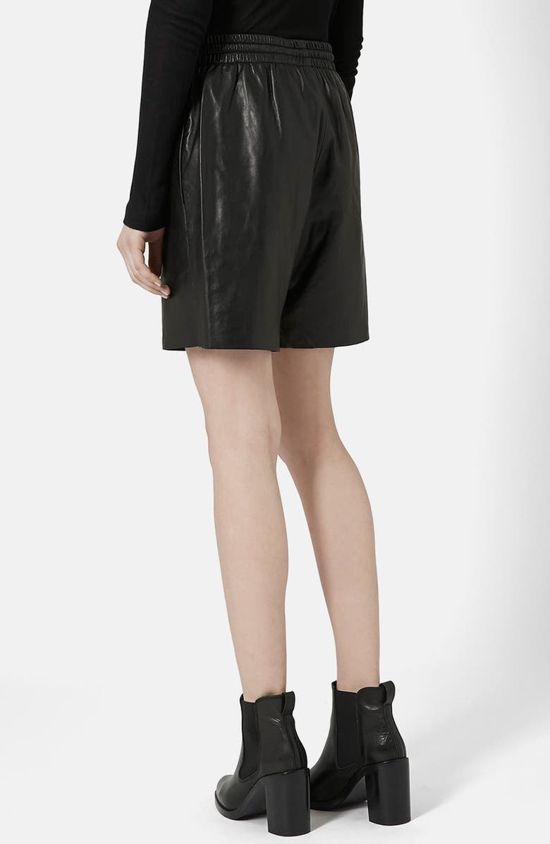 Topshop Boutique Topshop Lambskin Leather Shorts, Alternate, color, 