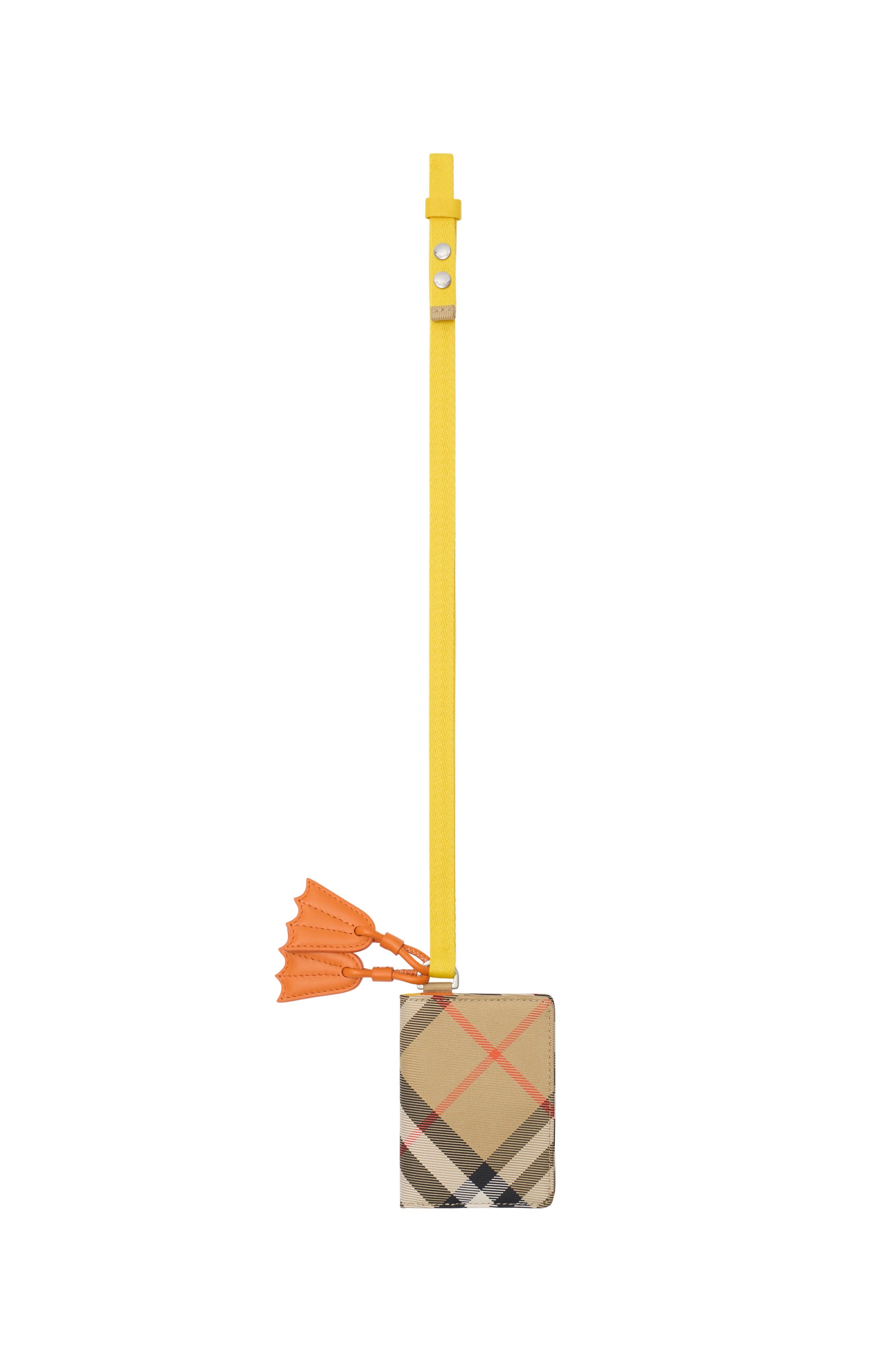 Burberry Duck Check Folding Card Case with Lanyard, Main, color, Sand Beige