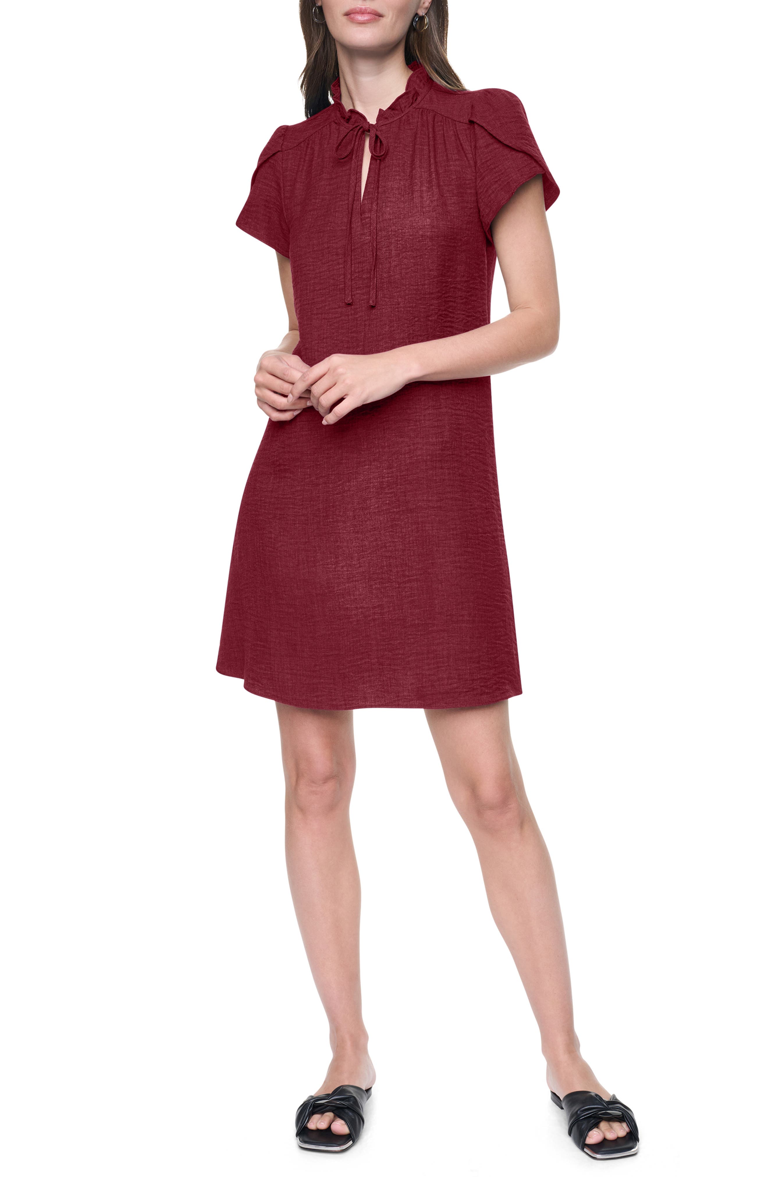 Ruffled Envelope Sleeve Shift Dress