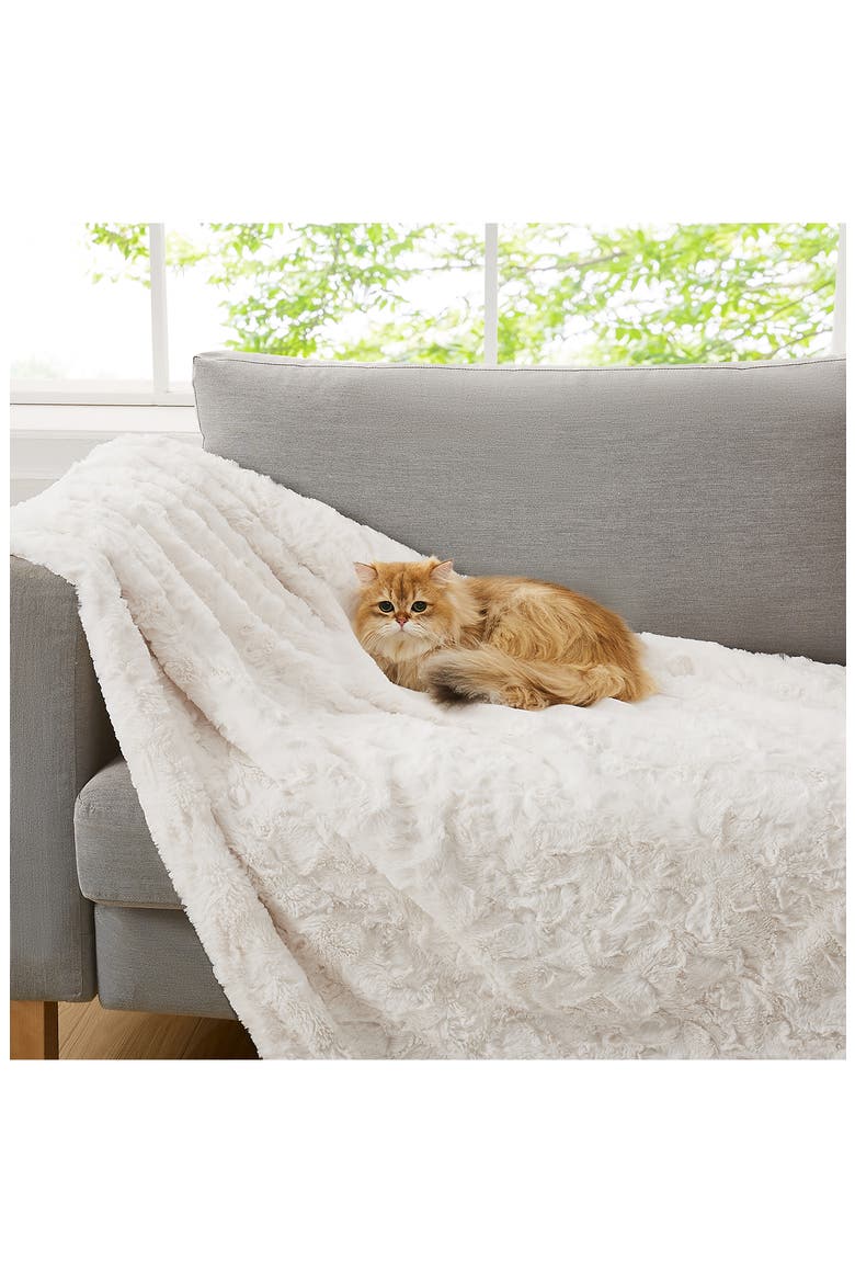 Adalee Faux Fur Throw Blanket, Alternate, color, NATURAL