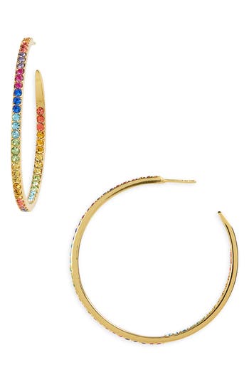 KURT GEIGER KURT GEIGER LONDON PAVÉ CRYSTAL INSIDE OUT HOOP EARRINGS
