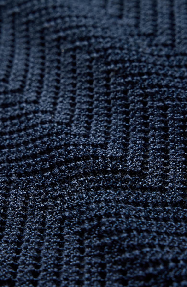 John Varvatos Ginsberg Herringbone Cotton Blend Sweater, Alternate, color, Deep Blue