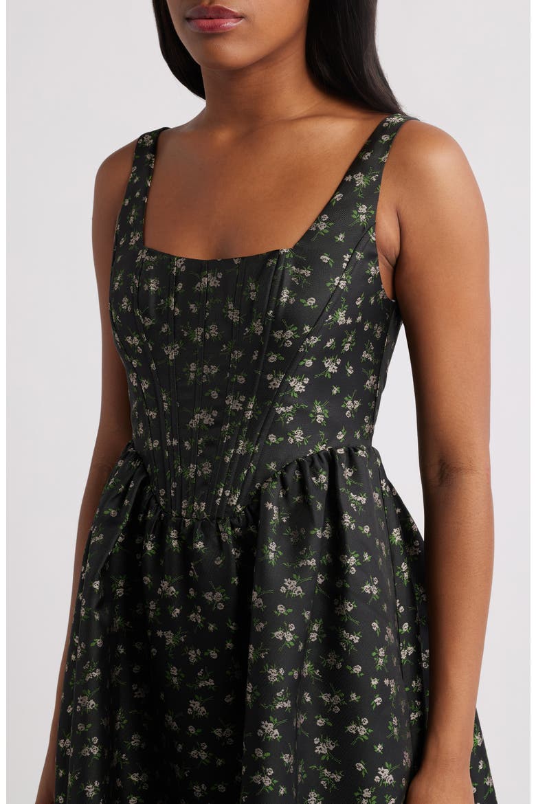 celine floral corset cocktail midi dress Celine Floral Corset Cocktail Midi Dress (Women)