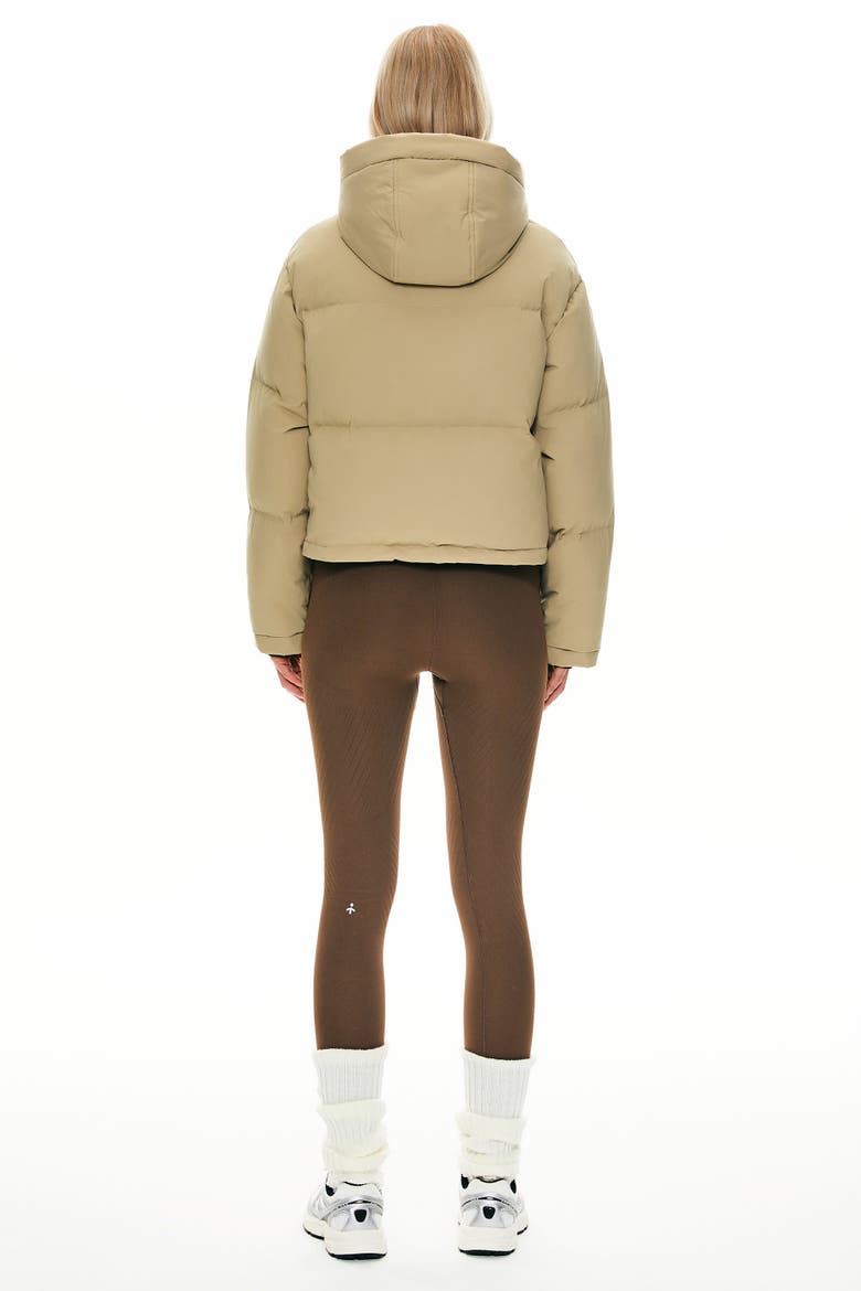 Winter Quilted Hooded Cropped Down Puffer Jacket, Alternate, color, Khaki