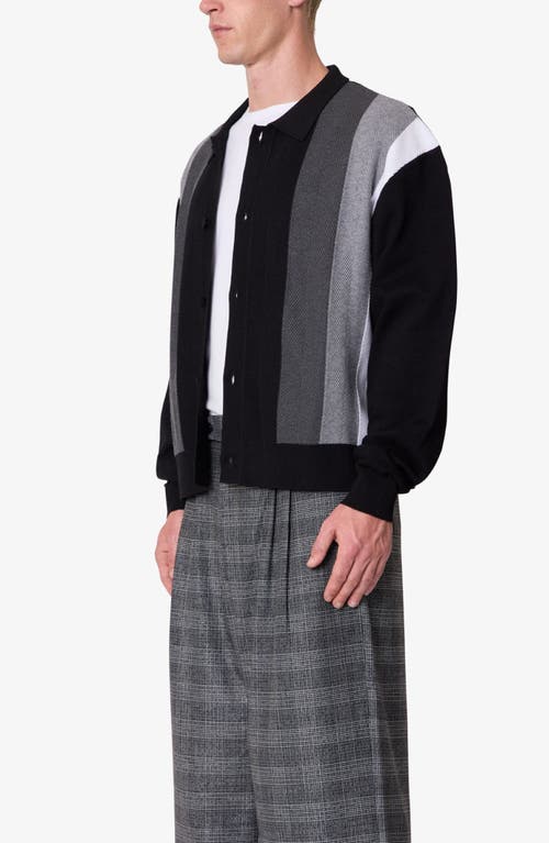 Mnml Stripe Collar Cardigan In Black