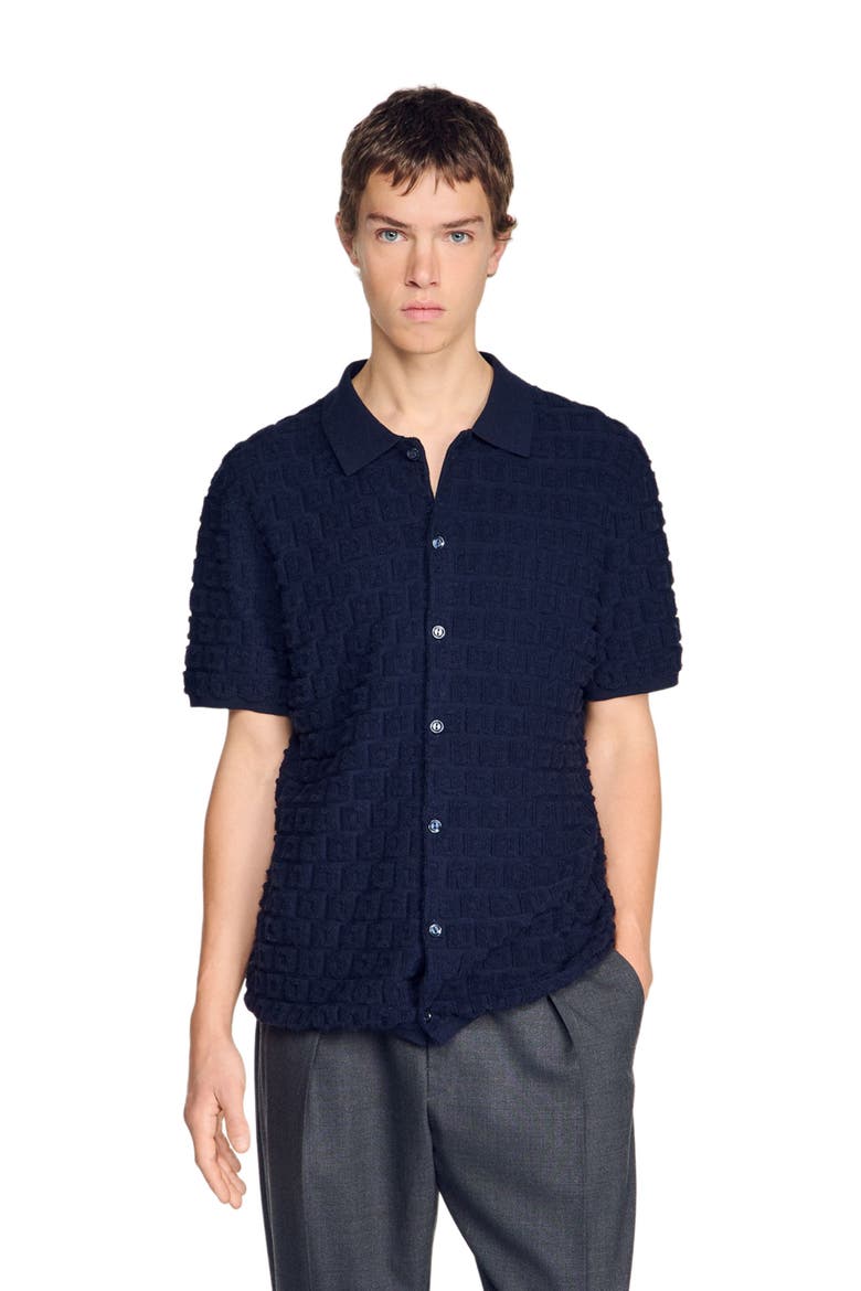Terry knit shirt, Alternate, color, Navy blue