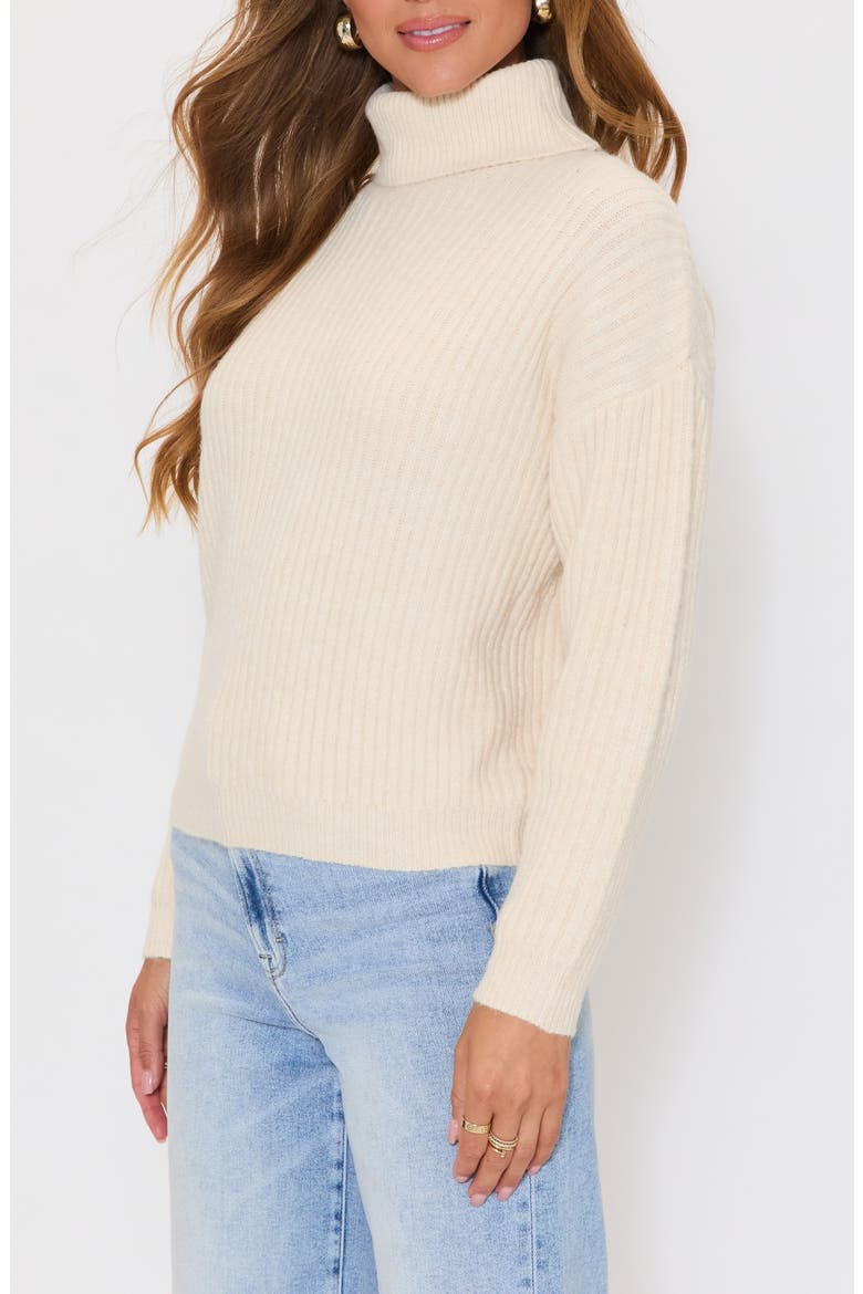 Moonlit Rib Turtleneck Sweater, Alternate, color, CREAM