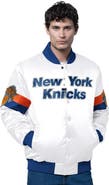 STARTER Men's Starter White New York Knicks Triple Option Varsity Full-Snap Satin Jacket