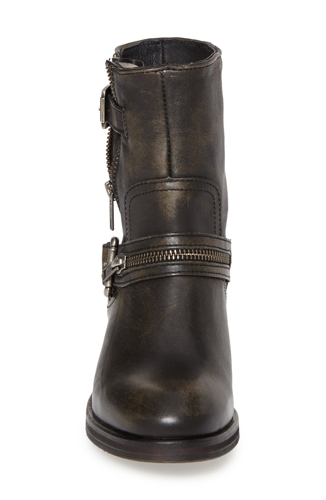 'Compadre' Leather Moto Boot, Alternate, color, BLACK