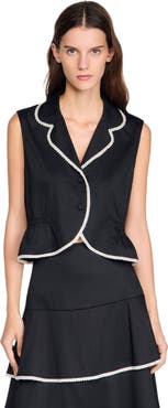 SANDRO Beaded collar top
