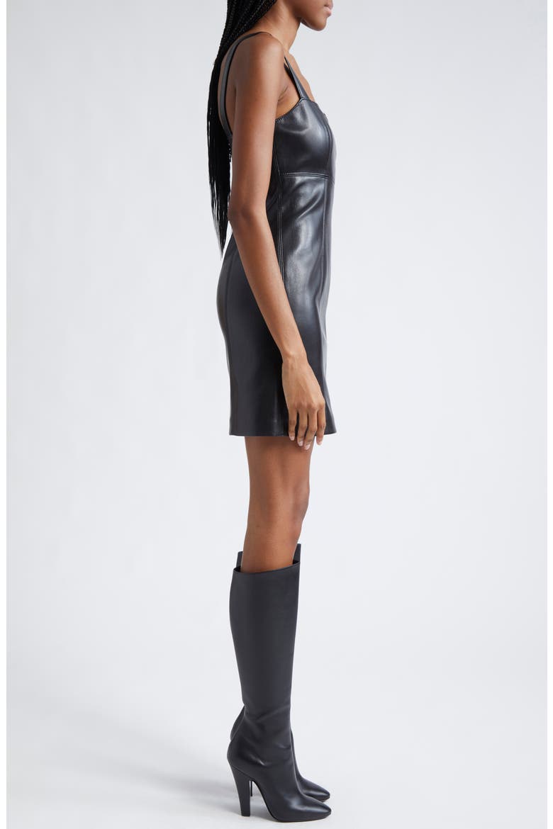 Keria Faux Leather Minidress, Alternate, color, BLACK