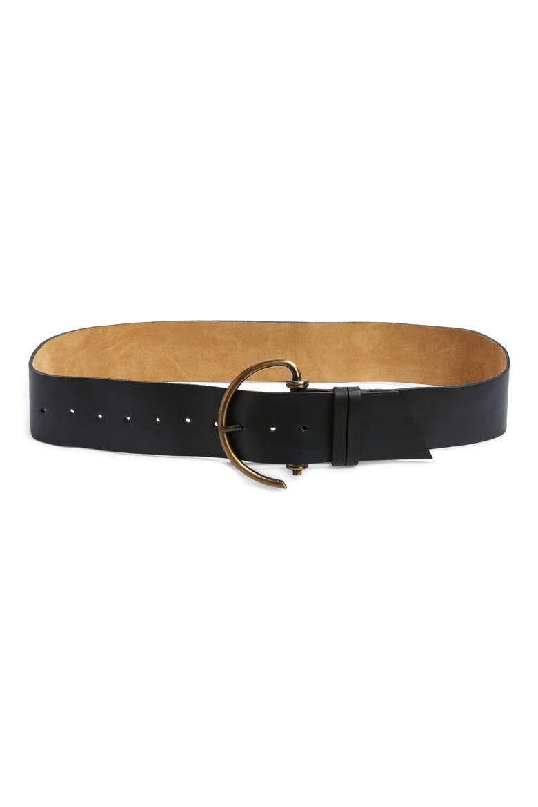 Emmi Leather Belt, Main, color, BLACK