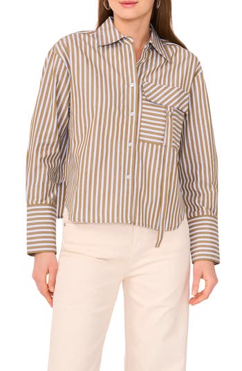 Parker The Vicki Long Sleeve Button Front Top In Brown