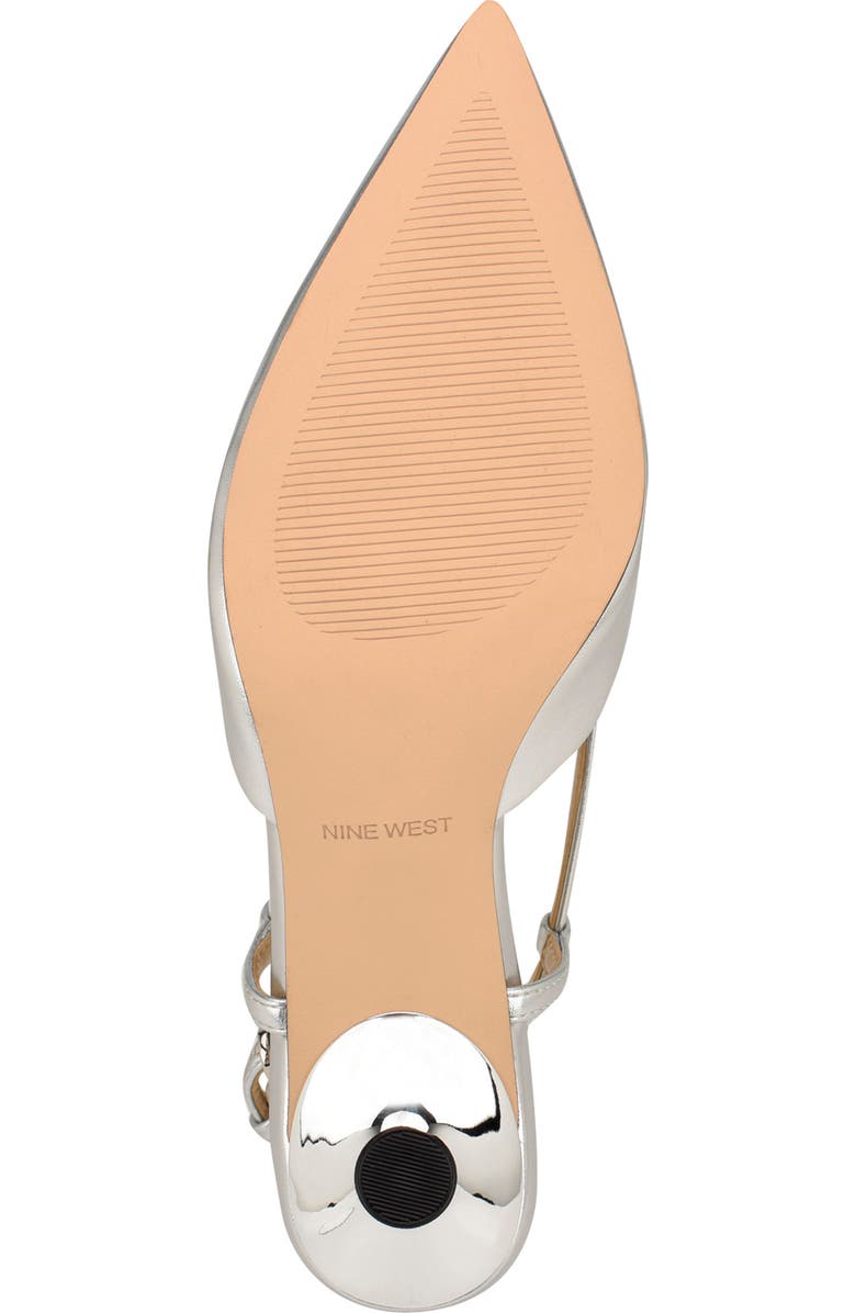 Nine West Rhonda Slingback Pointed Toe Kitten Heel Pump, Alternate, color, Silver