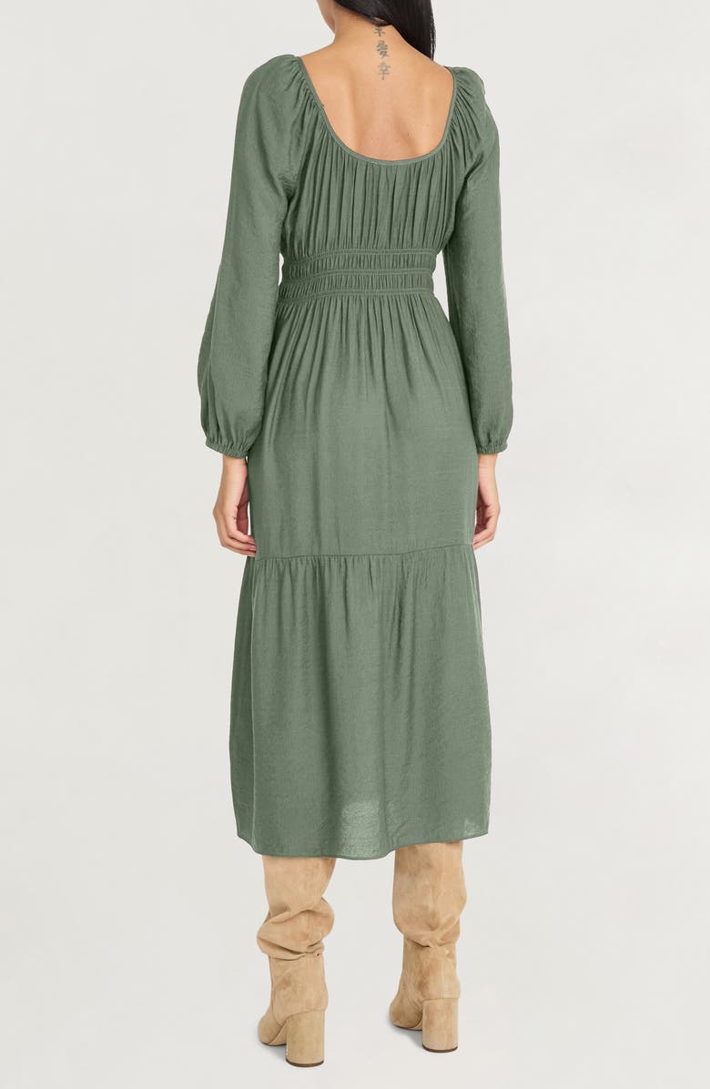 The Good Journey Long Sleeve Smocked Midi Dress, Alternate, color, Thyme