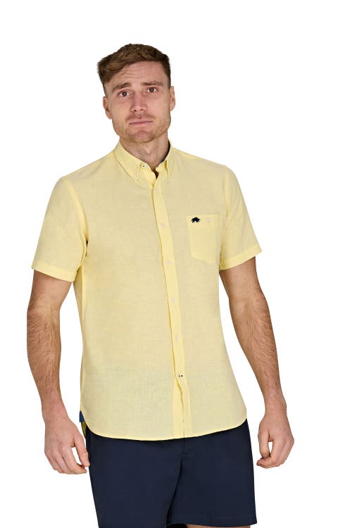 Raging Bull Short Sleeve Linen Shirt In Yellow
