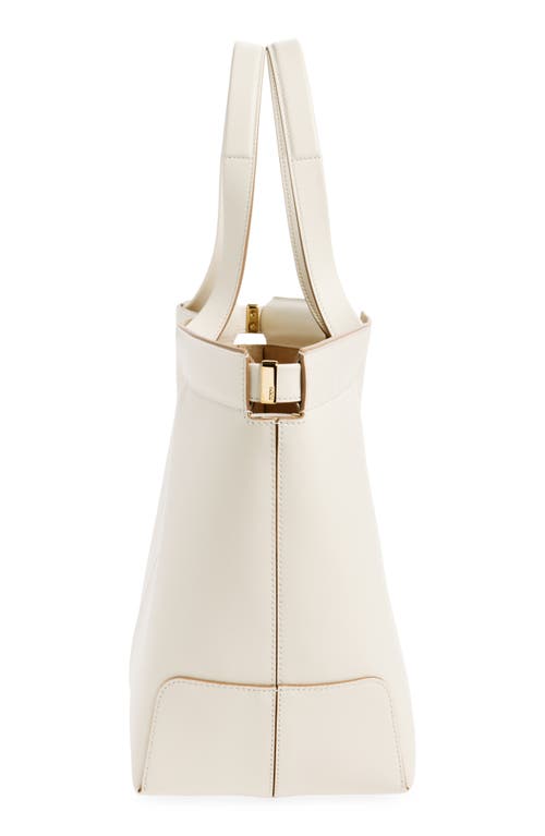 Tod's Shopping Leather Tote Bag In Bianco Calce