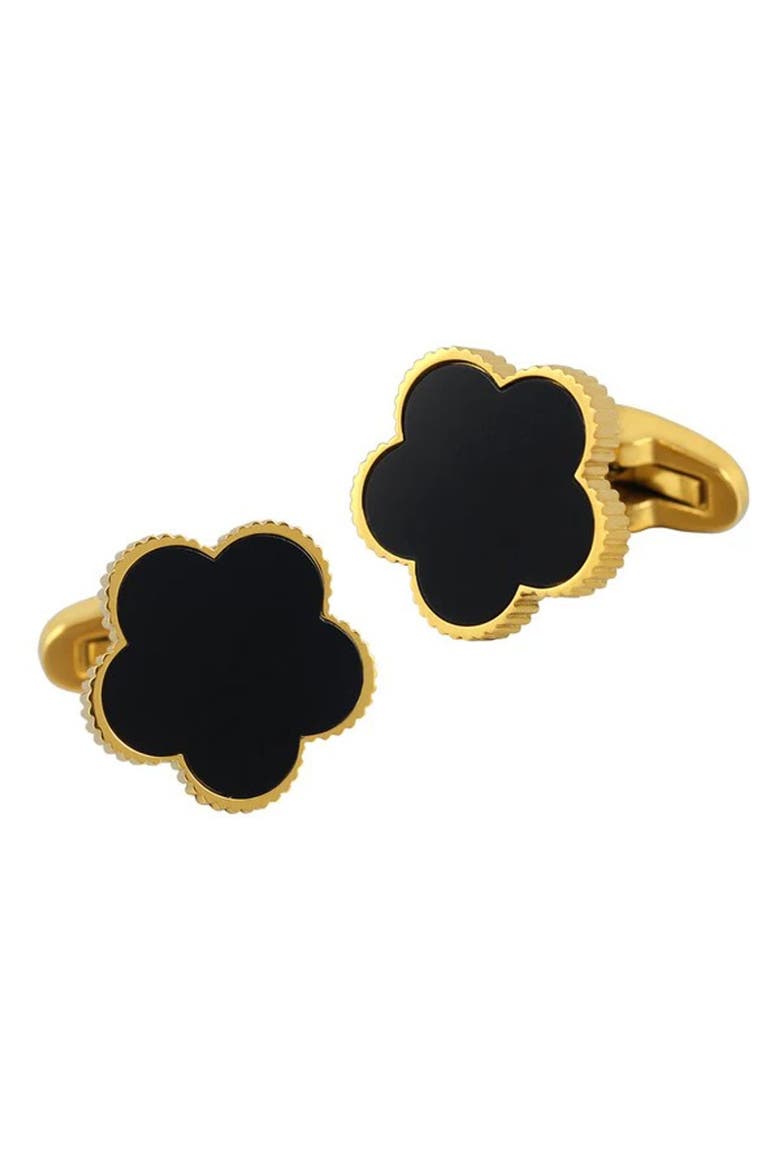 Noir Mother of Pearl Clover Cufflinks, Main, color, Black