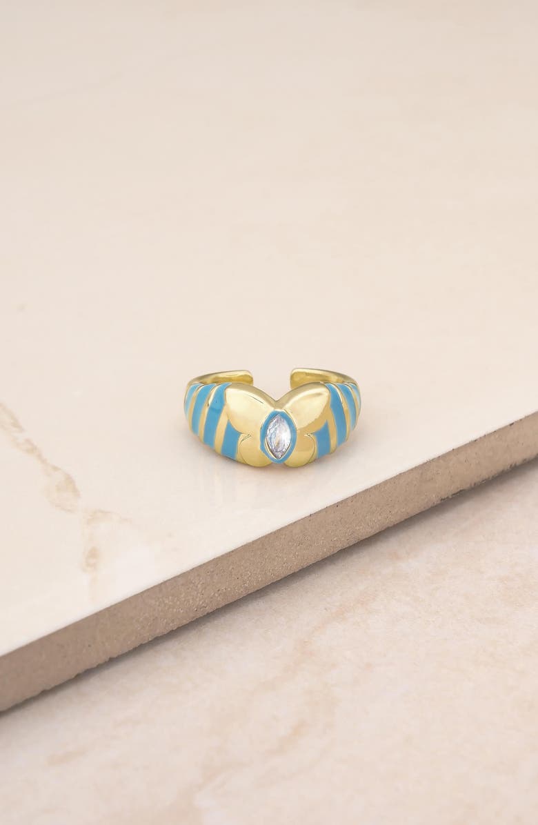 Ettika Butterfly Enamel Ring, Alternate, color, Gold