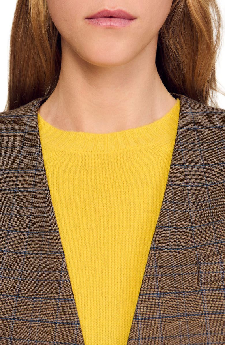SANDRO Oversized checked jacket, Alternate, color, Ocher / Blue