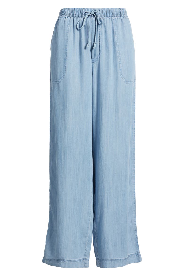 Isabeli Chambray Drawstring Pants, Alternate, color, LIGHT WASH