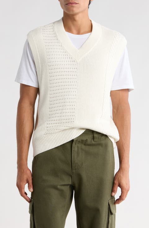 Garrett Textureblock Cotton V-Neck Sweater Vest