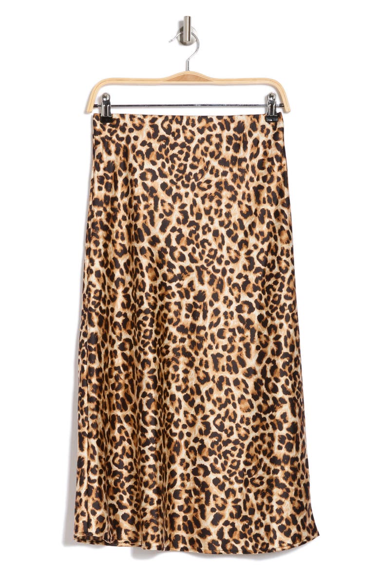Leopard Print Midi Skirt, Alternate, color, CHOCOLATE
