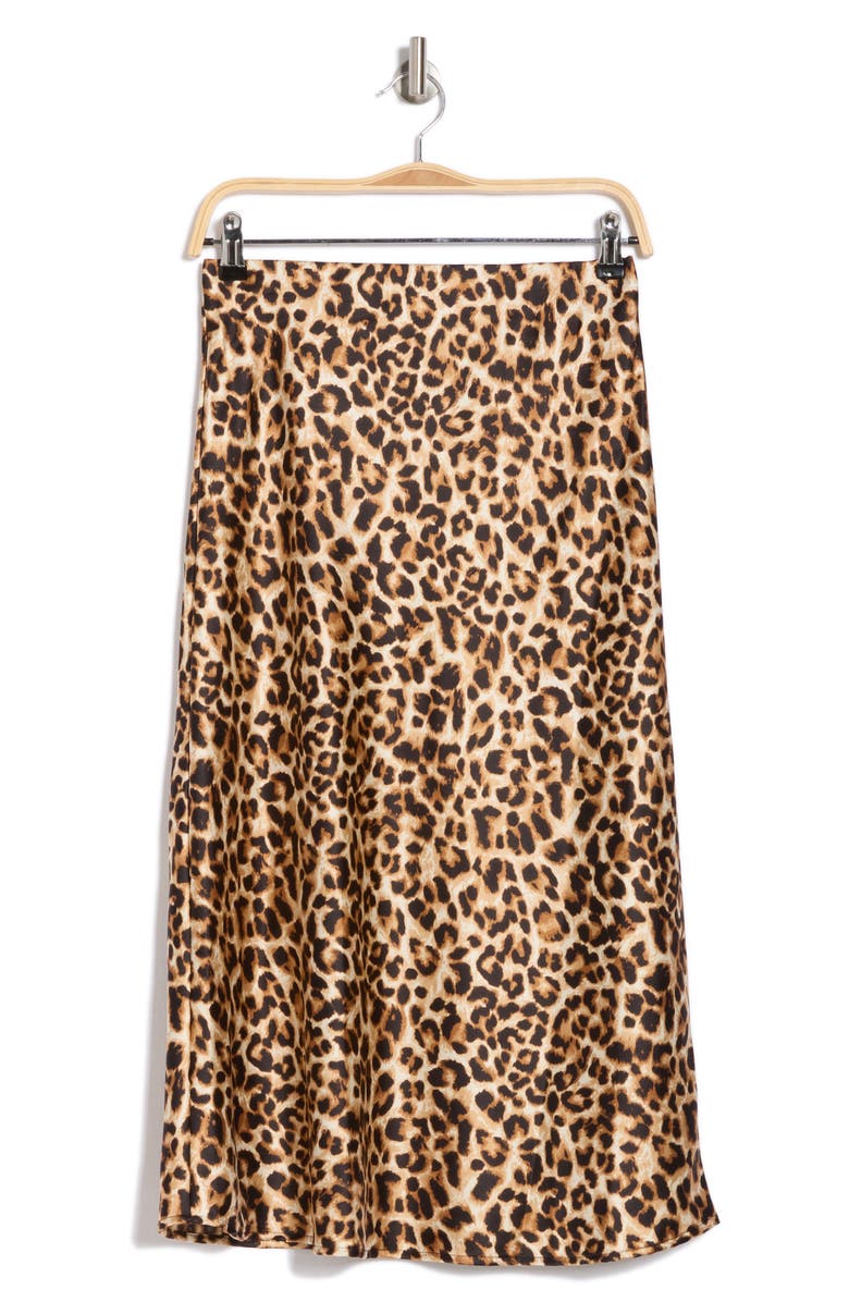 Renee C Leopard Print Midi Skirt, Alternate, color, Chocolate