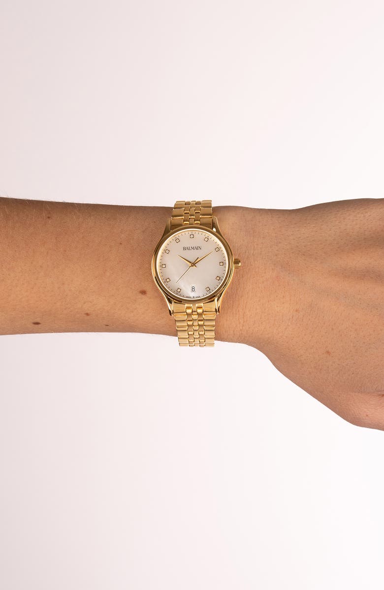 BALMAIN WATCHES Beleganza Diamond Bracelet Watch, 32mm, Alternate, color, Yellow Gold