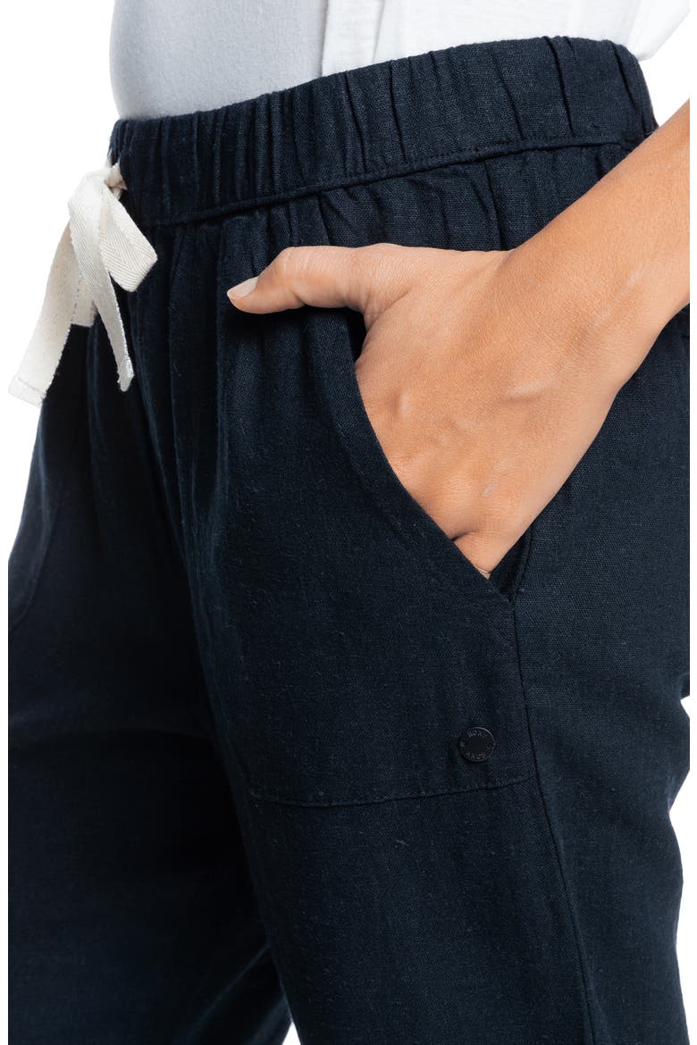 On the Seashore Tie Waist Linen Blend Pants, Alternate, color, ANTHRACITE SOLID