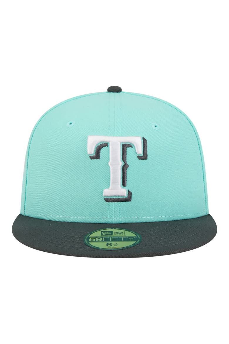 Men's New Era Turquoise/Charcoal Texas Rangers Two-Tone Color Pack 59FIFTY Fitted Hat, Alternate, color, Turquoise