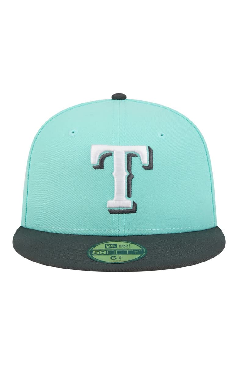 New Era Men's New Era Turquoise/Charcoal Texas Rangers Two-Tone Color Pack 59FIFTY Fitted Hat, Alternate, color, Turquoise