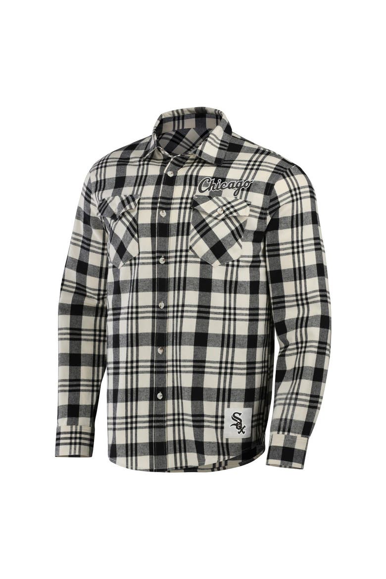 Men's Darius Rucker Collection by Fanatics Black Chicago White Sox Plaid Flannel Button-Up Shirt, Alternate, color, Black