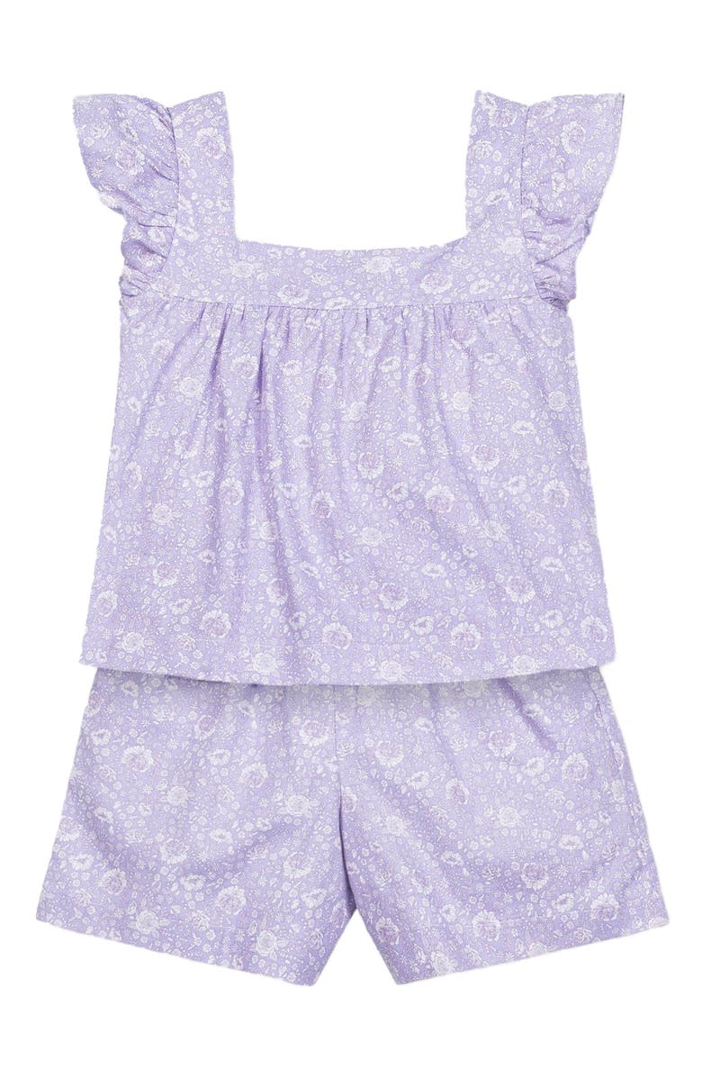 Hope & Henry Girls' Flutter Sleeve Faux Top Pull-On Linen Romper, Infant, Main, color, 