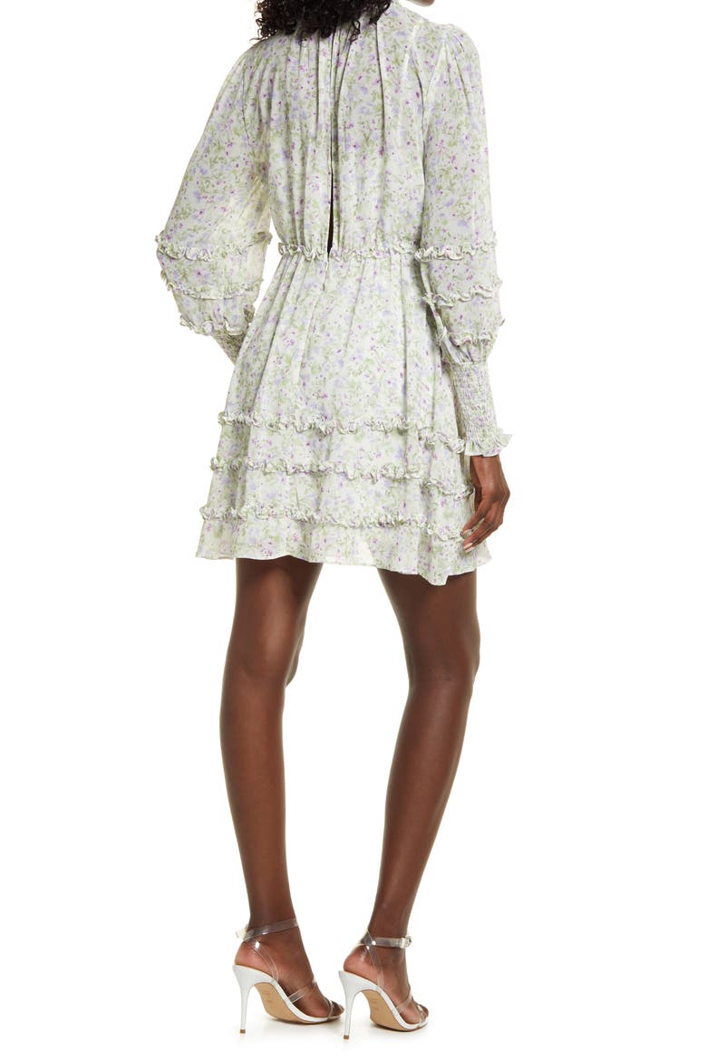 Floral & Ruffle Long Sleeve Minidress, Alternate, color, DREAMCATCHER DITSY