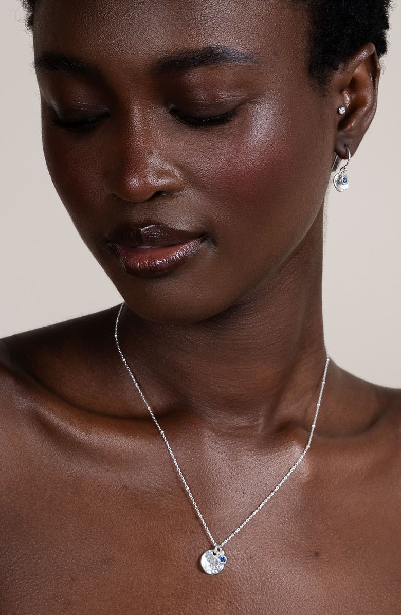 Dower & Hall Hammered Disc & Blue Sapphire Array Necklace, Alternate, color, Sterling Silver