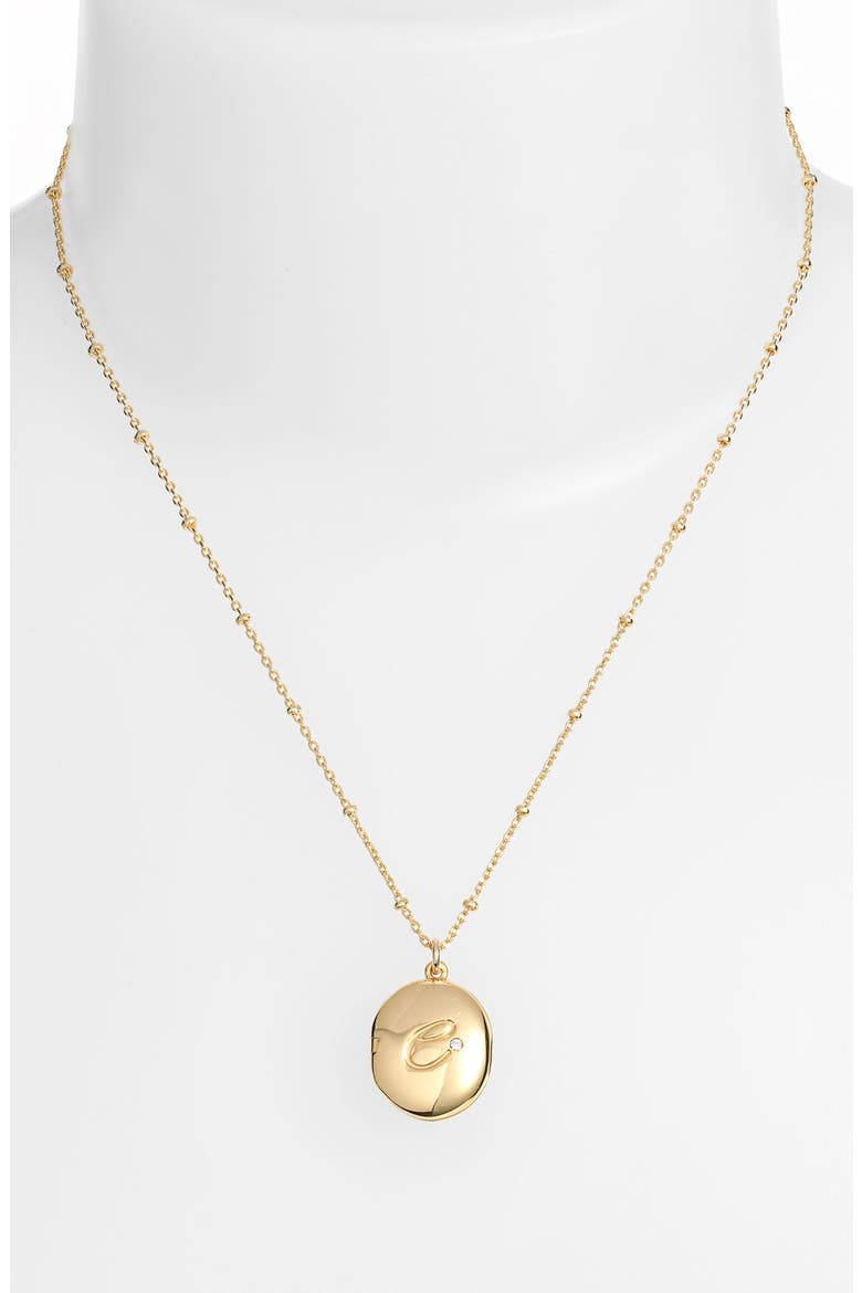 initial locket pendant necklace, Alternate, color, GOLD - E