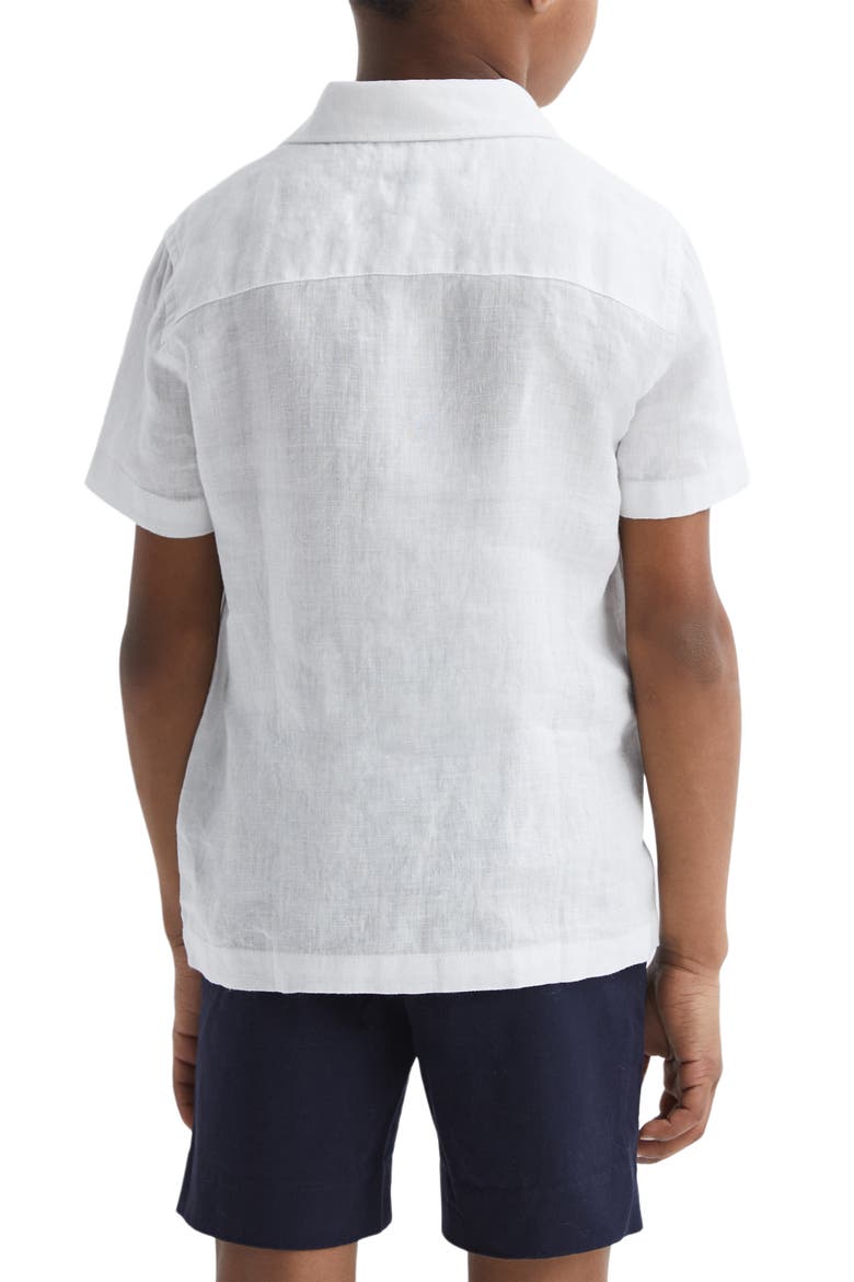 Kids' Holiday Jr. Short Sleeve Linen Button-Up Shirt, Alternate, color, WHITE