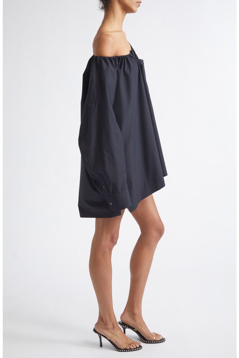 Long Sleeve Cotton Button-Up Shirtdress, Alternate, color, BLACK